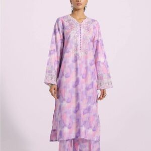 Ethnic Pakistan Chic Pastel Women's Kurta Culottes Set